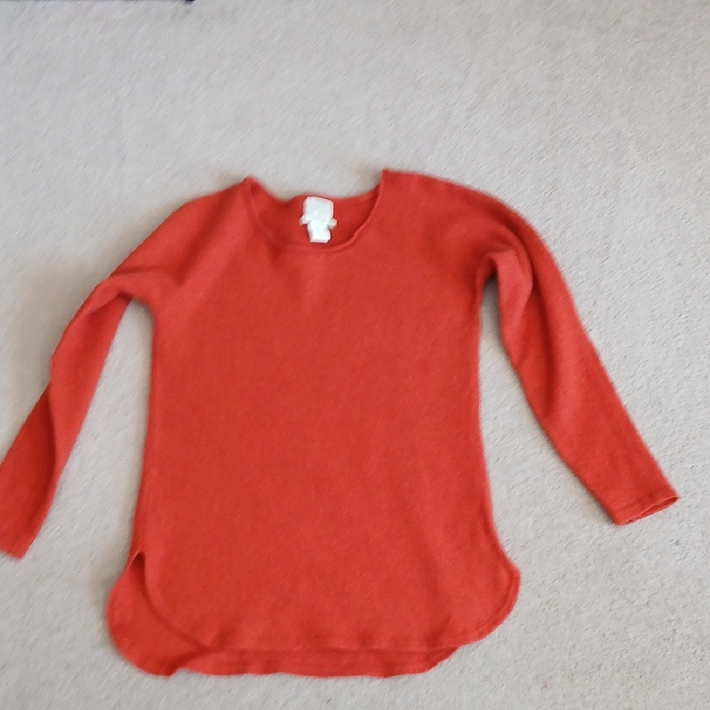 Merino Wool Elegant Tangerine Crew Neck Sweater - Picture 6 of 6